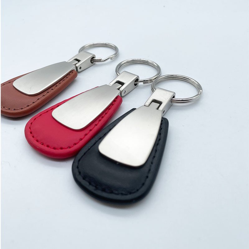 personalized pu leather key chain blanks custom engraved metal car keychain key holder