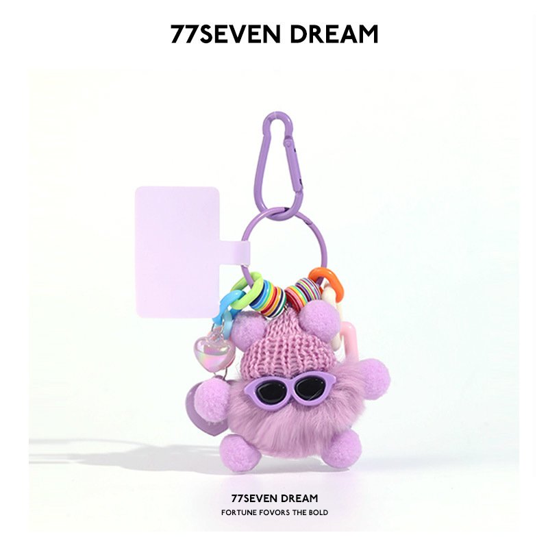 Lovely Rex rabbit hair rainbow small coal ball pendant women 's exquisite plush bag pendant car pendant accessories gifts