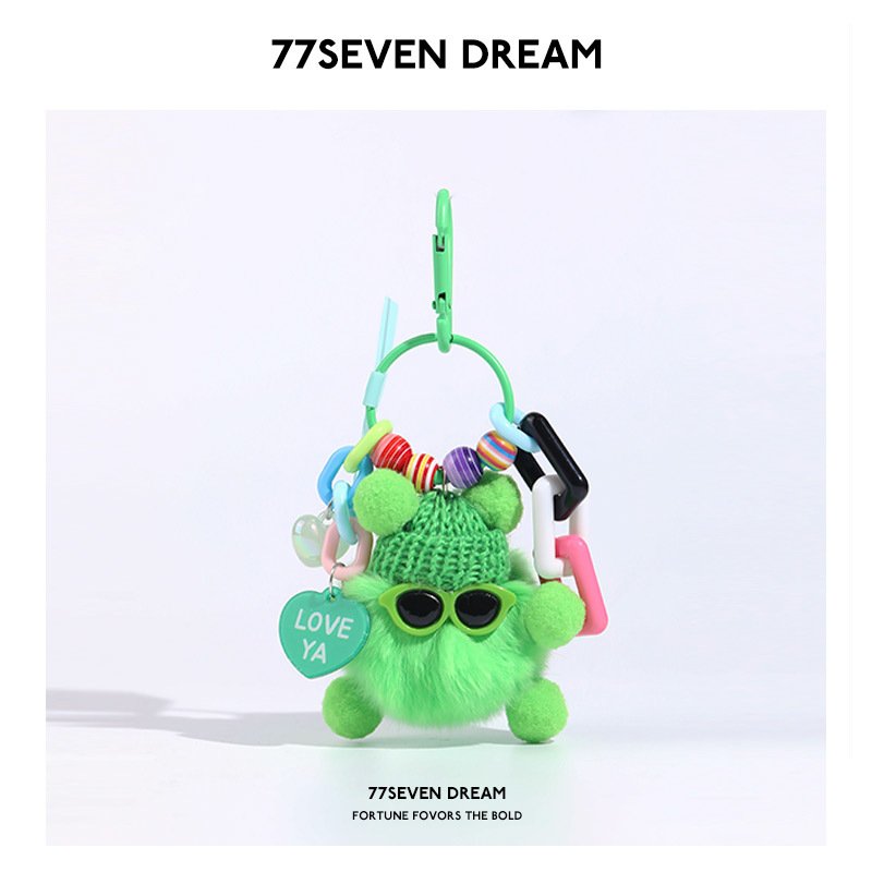 Lovely Rex rabbit hair rainbow small coal ball pendant women 's exquisite plush bag pendant car pendant accessories gifts