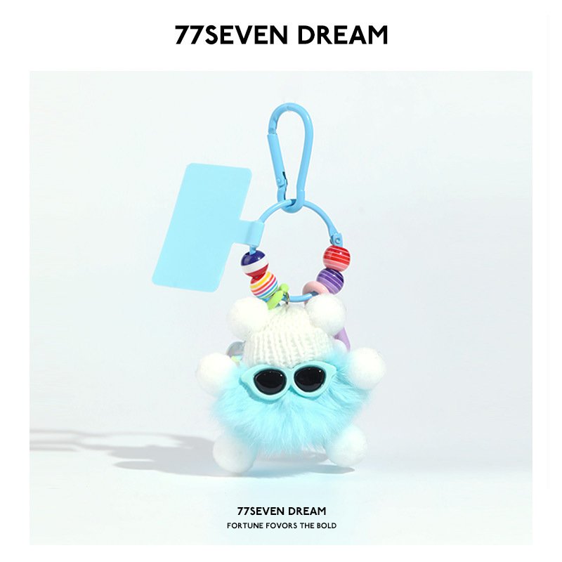 Lovely Rex rabbit hair rainbow small coal ball pendant women 's exquisite plush bag pendant car pendant accessories gifts