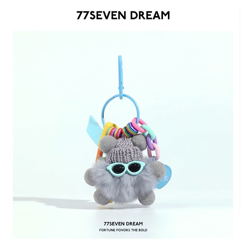 Lovely Rex rabbit hair rainbow small coal ball pendant women 's exquisite plush bag pendant car pendant accessories gifts