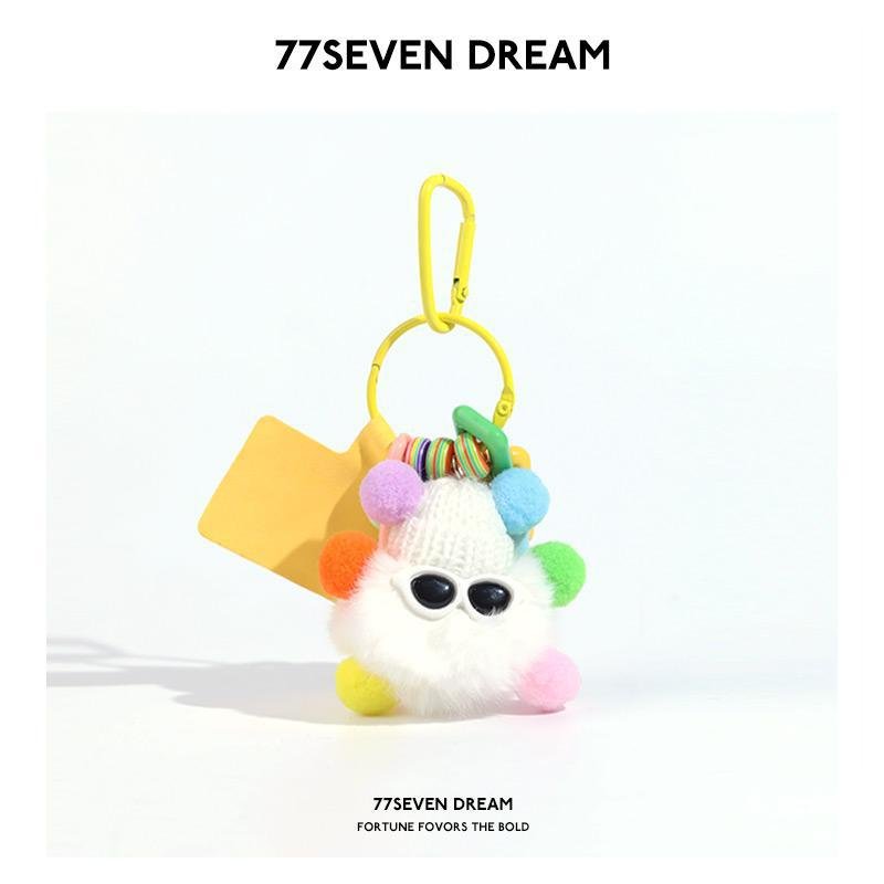 Lovely Rex rabbit hair rainbow small coal ball pendant women 's exquisite plush bag pendant car pendant accessories gifts