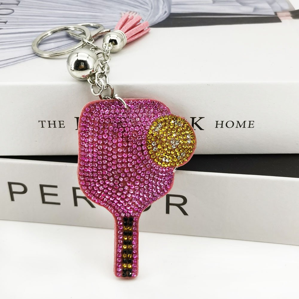 2024 Promotional Paddle Keychains Car Key Rings Charms Bling Crystal Accessories pickleball keychain