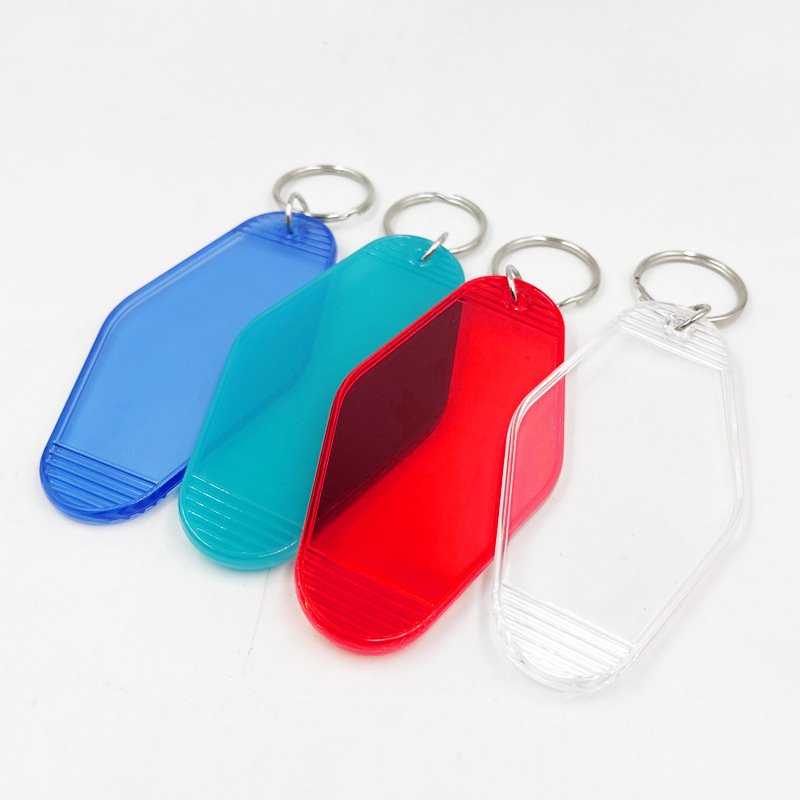 Plastic custom Acrylic Vintage Motel Keychain Key Tag Hot Stamp Hotel Keychain Blank Print Gold key ring Hotel Keychains
