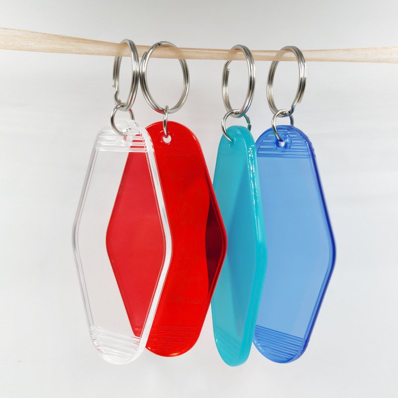 Plastic custom Acrylic Vintage Motel Keychain Key Tag Hot Stamp Hotel Keychain Blank Print Gold key ring Hotel Keychains