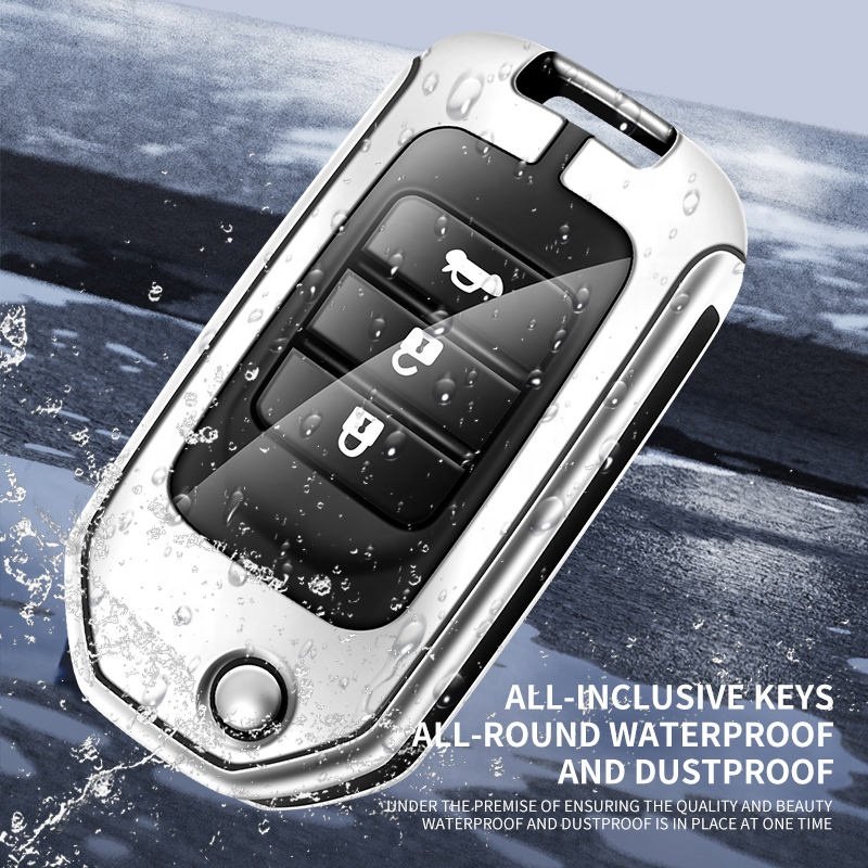 Flip Custom Car Logo Metal Leather Car Key Case For Honda Accord Civic City Crv Jazz Xr-v Vezel Hr-v Frv Holder Accessories