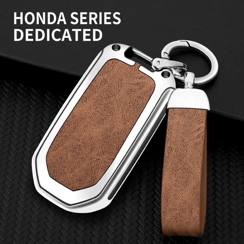 Flip Custom Car Logo Metal Leather Car Key Case For Honda Accord Civic City Crv Jazz Xr-v Vezel Hr-v Frv Holder Accessories
