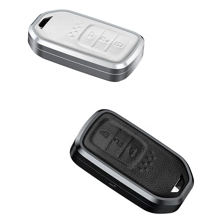 Hot Sale Car Accessories for Honda Civic Accord CR-V Car Key Case Aluminum Alloy genuine leather Car key Fob Cover Shell Case