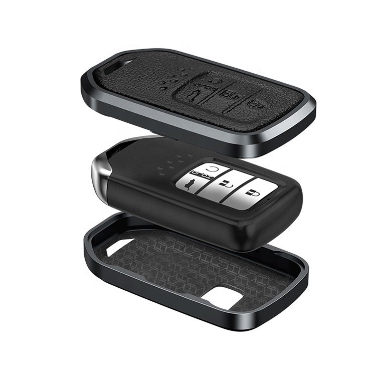 Hot Sale Car Accessories for Honda Civic Accord CR-V Car Key Case Aluminum Alloy genuine leather Car key Fob Cover Shell Case