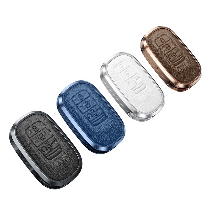 Hot Sale Car Accessories for Honda Civic Accord CR-V Car Key Case Aluminum Alloy genuine leather Car key Fob Cover Shell Case