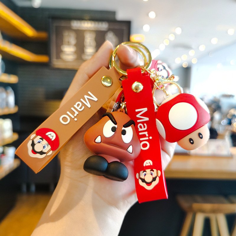 Wholesale Popular Super Maria Keychain Cartoon Key Car Anime Silicon Keychain for Boys Girls