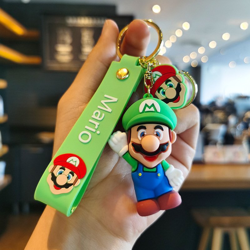Wholesale Popular Super Maria Keychain Cartoon Key Car Anime Silicon Keychain for Boys Girls