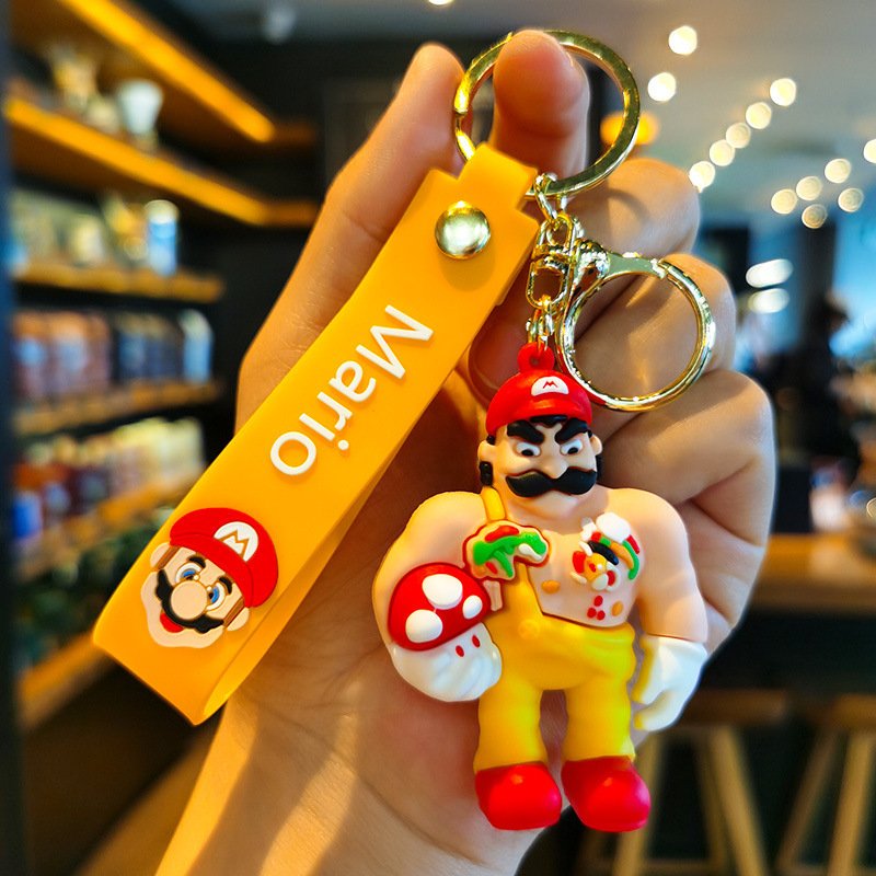 Wholesale Popular Super Maria Keychain Cartoon Key Car Anime Silicon Keychain for Boys Girls