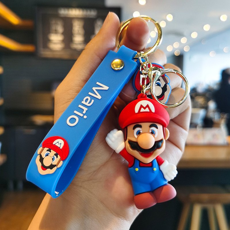 Wholesale Popular Super Maria Keychain Cartoon Key Car Anime Silicon Keychain for Boys Girls
