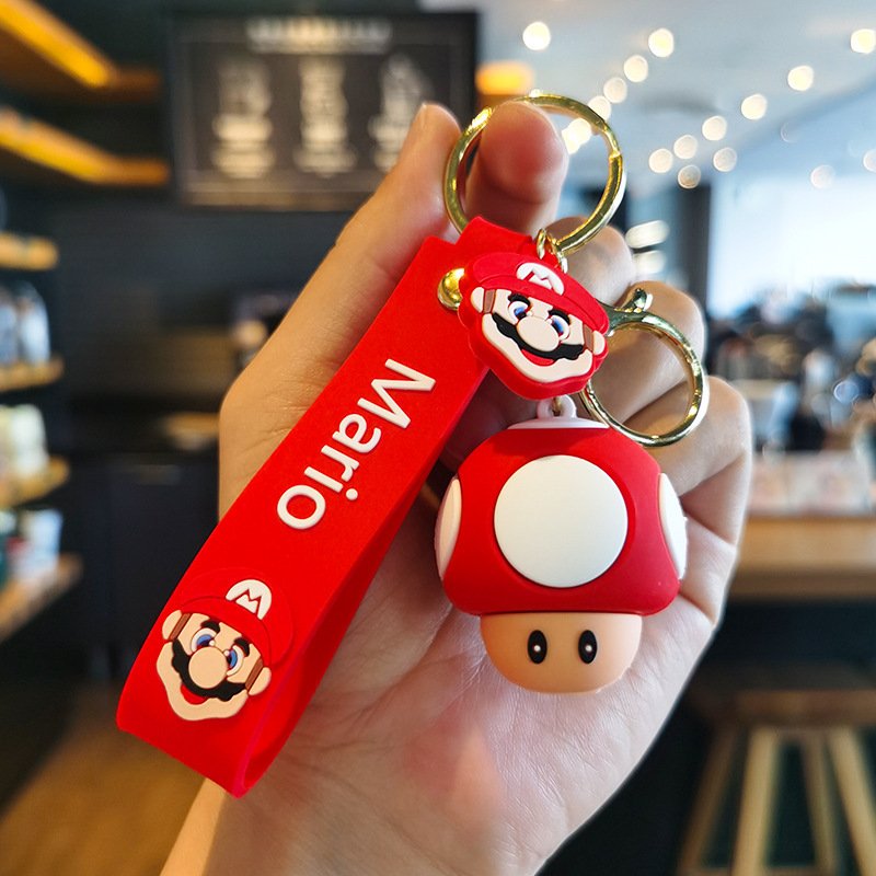 Wholesale Popular Super Maria Keychain Cartoon Key Car Anime Silicon Keychain for Boys Girls