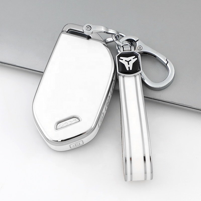 Silver Edge TPU Key Fob Cover with keychain Fit for Kia Optima Sorento Sportage Soul Forte Niro class car key case Accessories