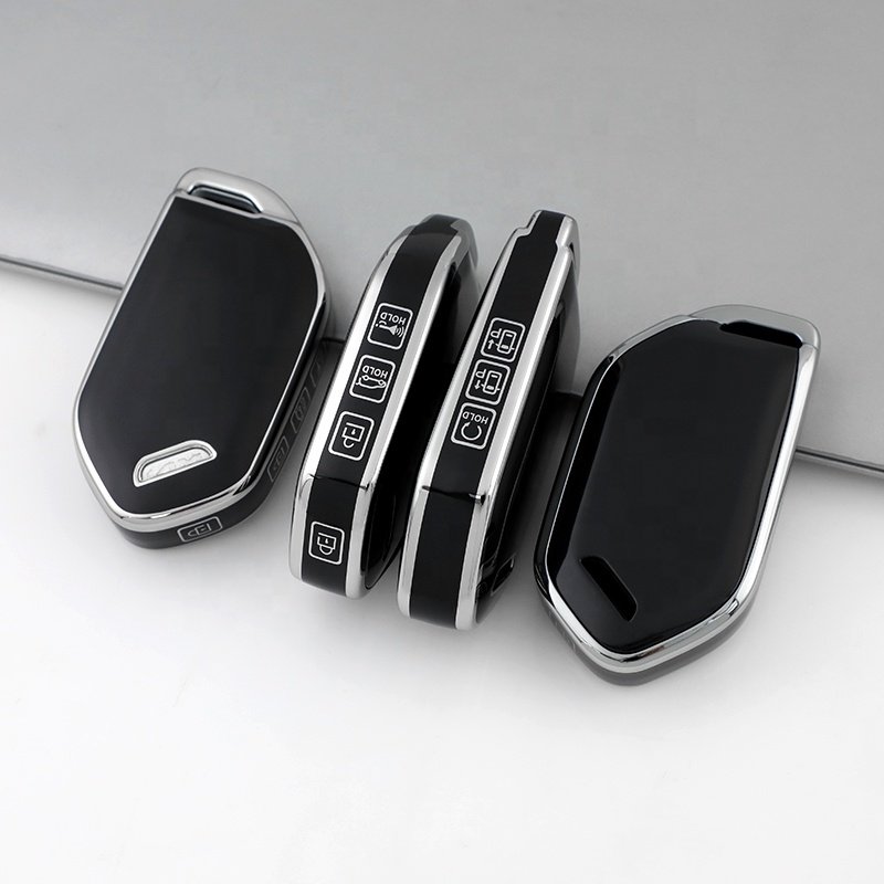Silver Edge TPU Key Fob Cover with keychain Fit for Kia Optima Sorento Sportage Soul Forte Niro class car key case Accessories