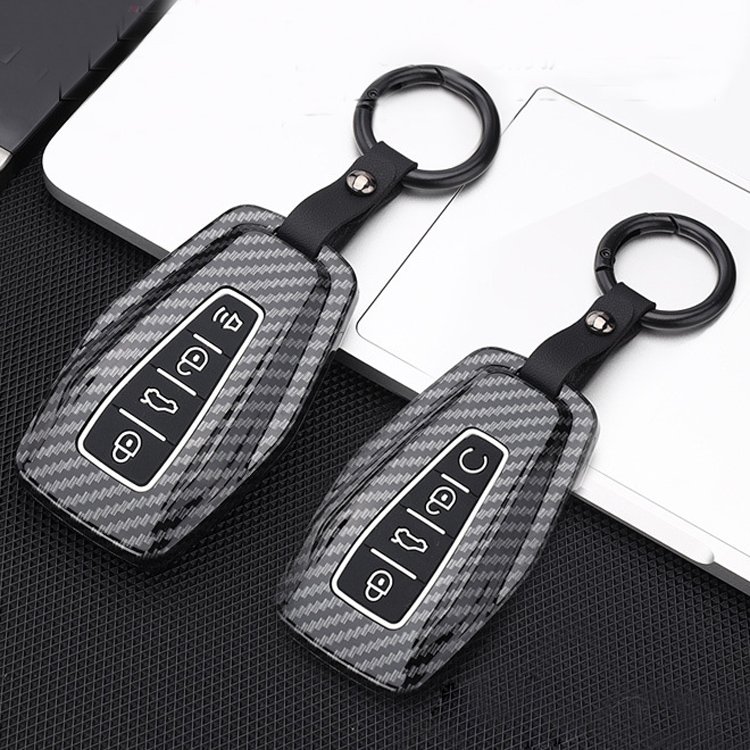 Carbon fiber car key shell Case key fob holder protective Cover For Geely Okavango