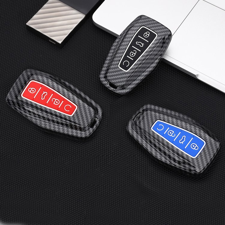 Carbon fiber car key shell Case key fob holder protective Cover For Geely Okavango