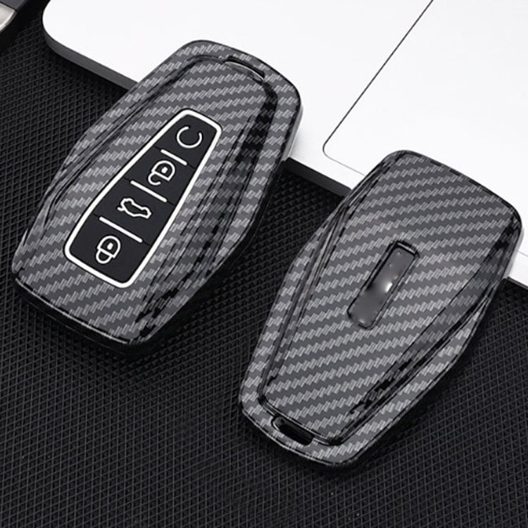 Carbon fiber car key shell Case key fob holder protective Cover For Geely Okavango