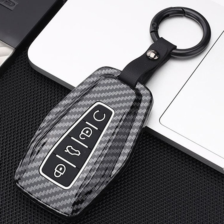 Carbon fiber car key shell Case key fob holder protective Cover For Geely Okavango