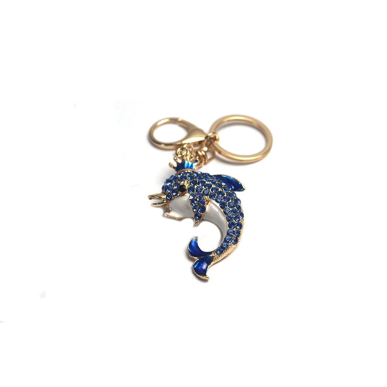 Wholesale metal keychain dolphin shape rhinestone diamond souvenir tourism collection gift key chain for bag car accessories