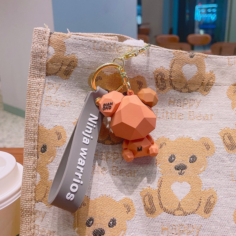 PVC 3D Creative Cut side bear cartoon keychain Cute Animal delicate doll backpack couple pendant car key chains Accessories