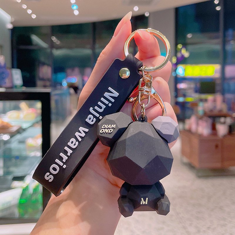 PVC 3D Creative Cut side bear cartoon keychain Cute Animal delicate doll backpack couple pendant car key chains Accessories