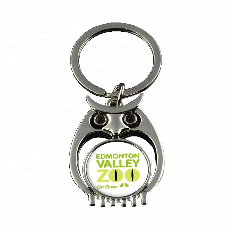 Zoo Night Owl Bird Shape Metal Alloy Carabiner Keychain UV/Offset Printed LOGO Perfect Giveaway Gift for Car Key Bag Accessory