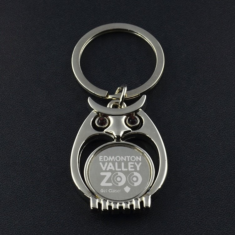 Zoo Night Owl Bird Shape Metal Alloy Carabiner Keychain UV/Offset Printed LOGO Perfect Giveaway Gift for Car Key Bag Accessory