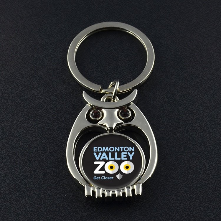 Zoo Night Owl Bird Shape Metal Alloy Carabiner Keychain UV/Offset Printed LOGO Perfect Giveaway Gift for Car Key Bag Accessory