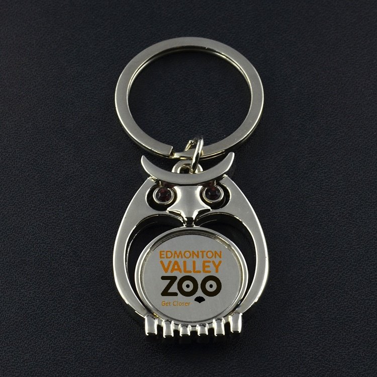 Zoo Night Owl Bird Shape Metal Alloy Carabiner Keychain UV/Offset Printed LOGO Perfect Giveaway Gift for Car Key Bag Accessory
