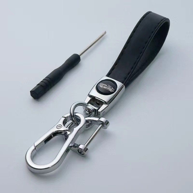 Factory Custom Logo Luxury Pu Leather Car Key Chain Ring Accessories Men Women Auto Logos Keychain
