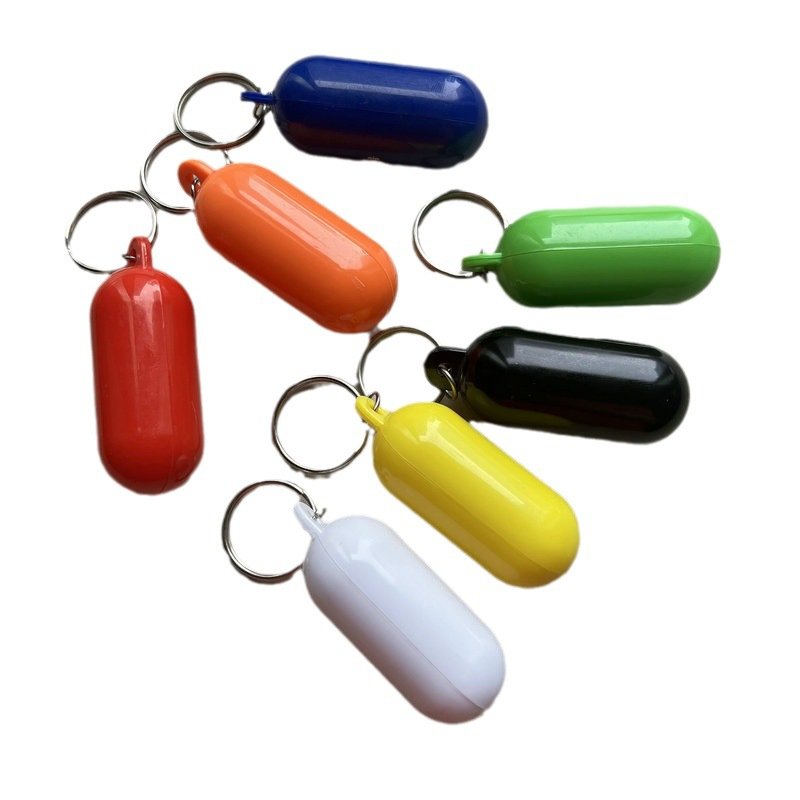 Custom Logo Swimming Pool Plastic Keychain Floating Key Ring Capsule Style Fender Shape Marine Sailing Boat Buoyant Keychain