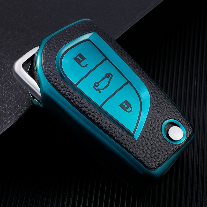 For Toyota Flip Key Fob Cover, leather car Key Case Holder Protector for Fortuner Corolla CHR Camry rav4 Accessories