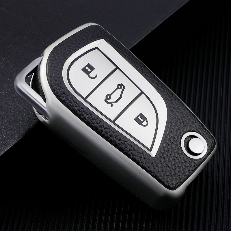 For Toyota Flip Key Fob Cover, leather car Key Case Holder Protector for Fortuner Corolla CHR Camry rav4 Accessories