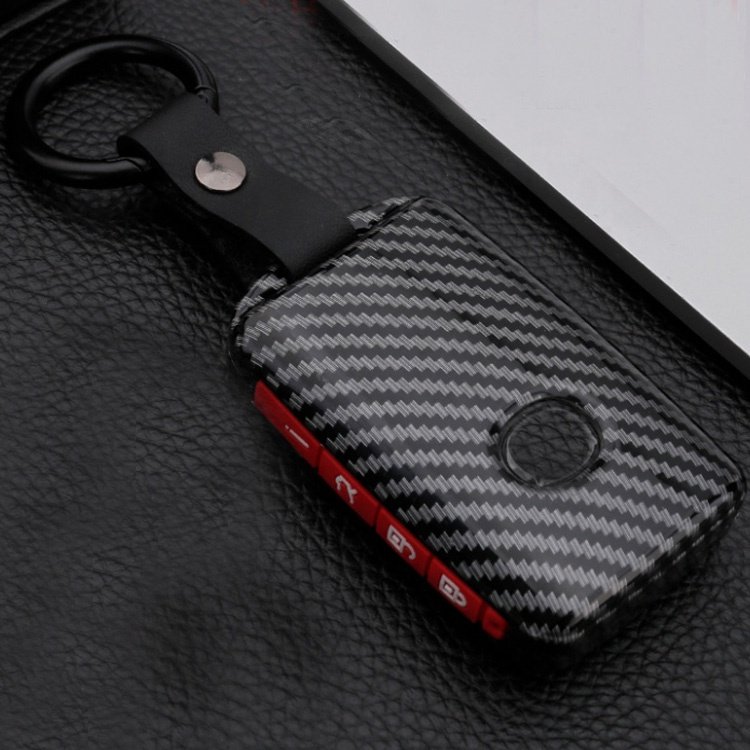 Carbon Fiber Smart Key Shell Holder Silicone Rubber Button Car Key Fob Remote Cover Protection Case For 2019 year for Mazda 3