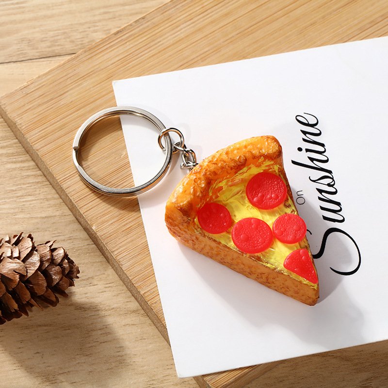 Simulation Food Creative Imitation Pizza Keychain Car KeyRing Friend Gift Women Man Accessories Jewelry Pendant