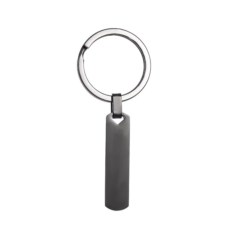 Simple Blank Stainless Steel Rectangular Strip Geometric Keychain Can Be Engraved Diy Keychain Backpack Car Pendant Accessories