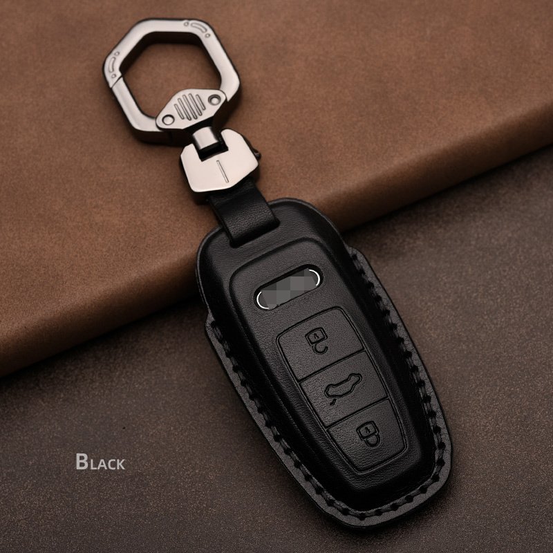 Luxury Audi Car Remote Key Cover Shell Leather Protector Holder A6 A7 A8 E-tron Q5 Q7 Q8 C8 D5 Fob Accessories Zinc Alloy