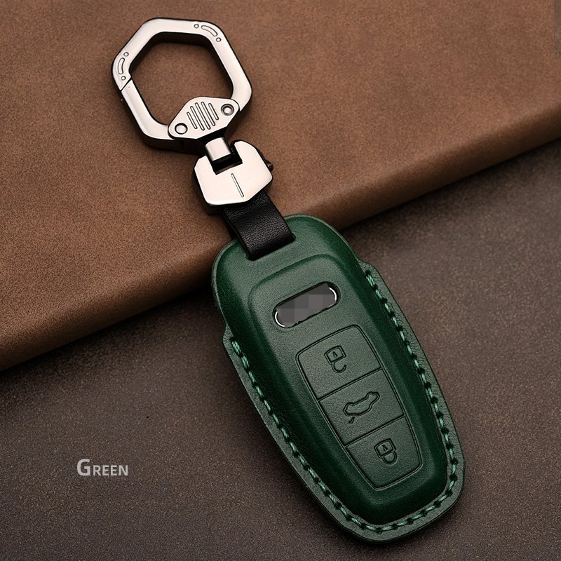 Luxury Audi Car Remote Key Cover Shell Leather Protector Holder A6 A7 A8 E-tron Q5 Q7 Q8 C8 D5 Fob Accessories Zinc Alloy