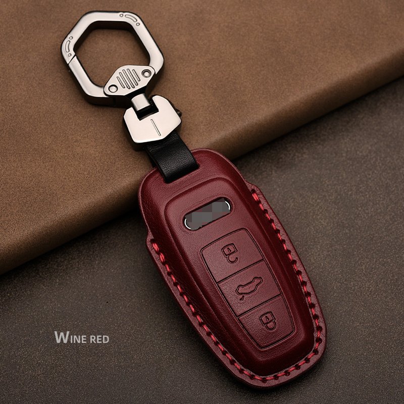 Luxury Audi Car Remote Key Cover Shell Leather Protector Holder A6 A7 A8 E-tron Q5 Q7 Q8 C8 D5 Fob Accessories Zinc Alloy