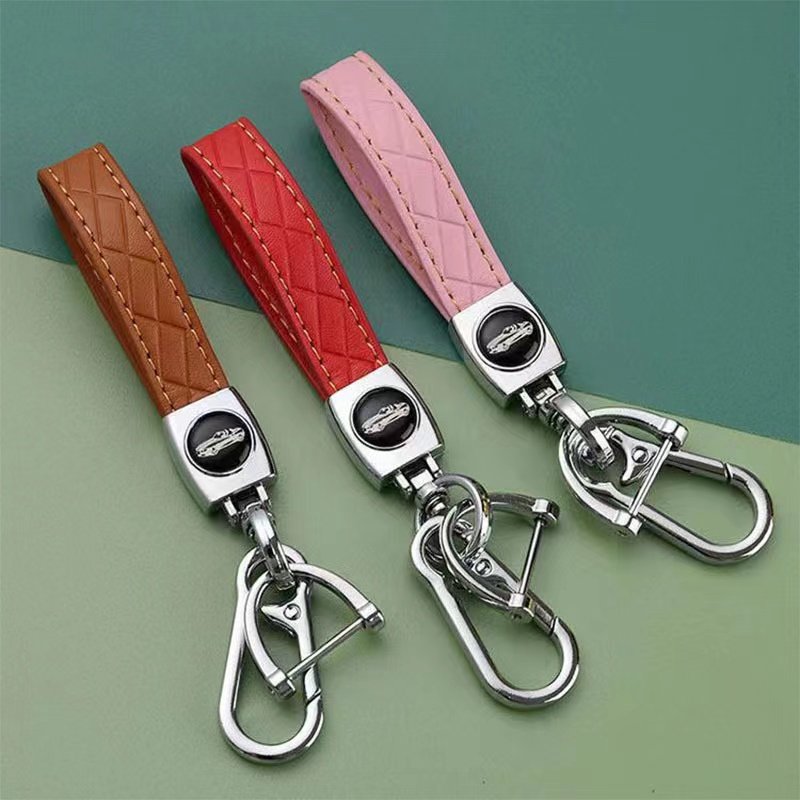 Car Styling Leather/Zinc Alloy Car Emblem Key Ring Keychain Sportage Picanto car accessories With Logo KeyRing