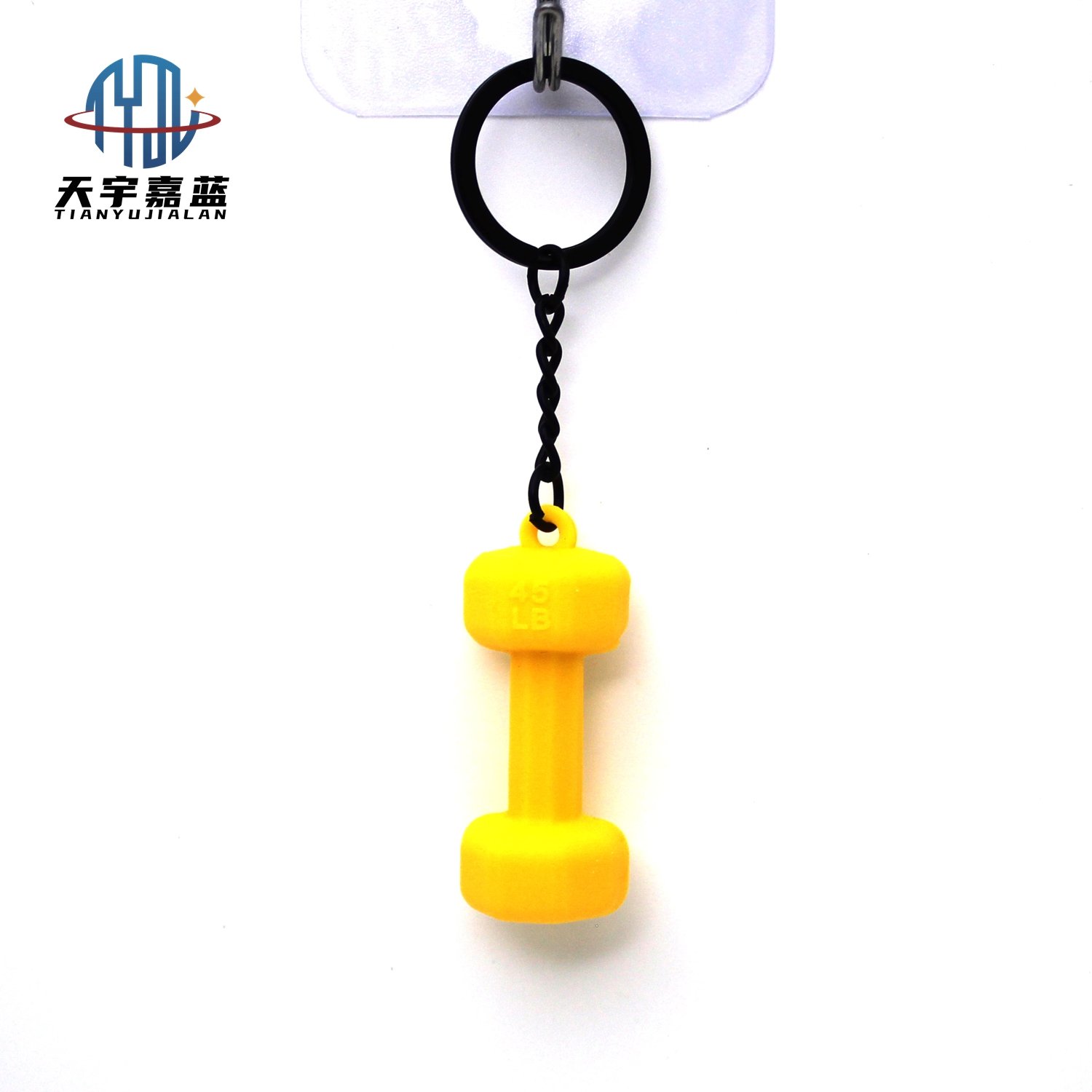 Tianyu Custom Wholesale 3D Gym Sport Fitness Rubber Key Chain Barbell Model Mini Dumbbell Barbell Gym Keychains