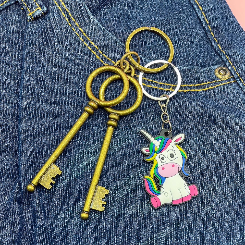 Custom pvc mitten keychains key ring hot helmet key holder fit women girl kids Motorcycle keys bag wallet accessories gift