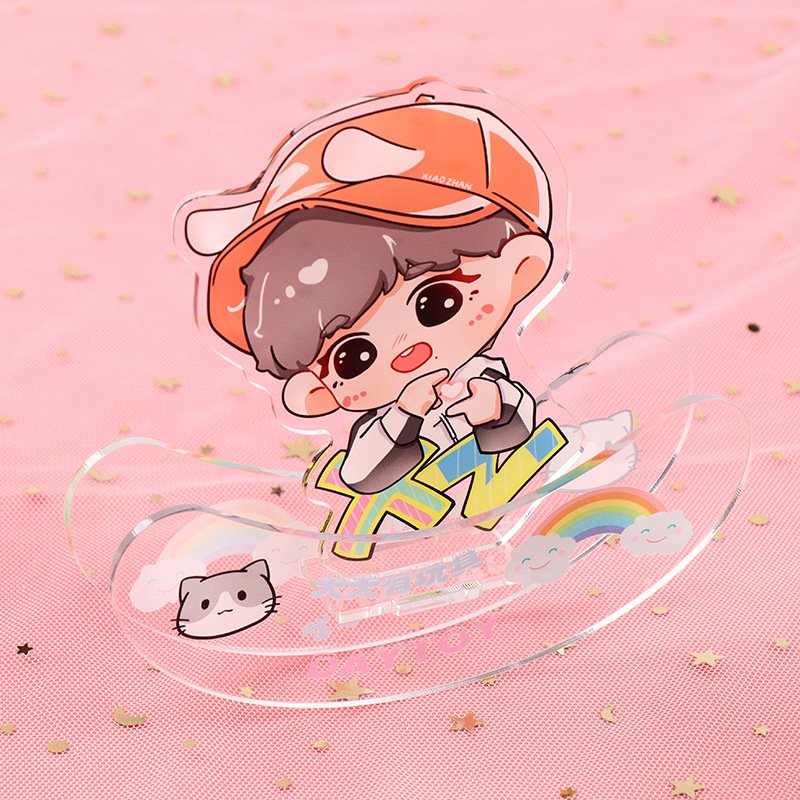 Custom Clear Acrylic Keychain Logo Cartoon Epoxy Keychain Charm Pin Stand Plastic Key Chain Anime Acrylic Keychain Custom
