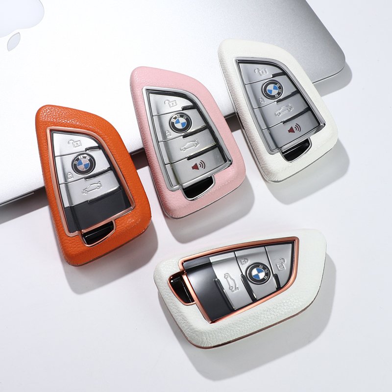 For BMW leather Key Fob Cover 2/3 button key shell fit for X1 X3 X5 X6 /1/new 2 travel/ 5/7 Series car key case