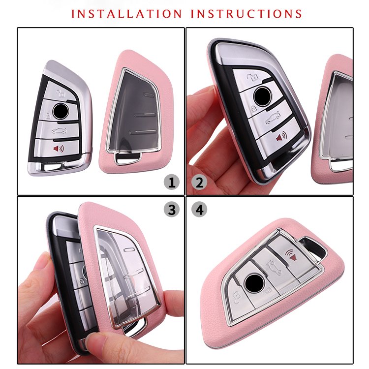 For BMW leather Key Fob Cover 2/3 button key shell fit for X1 X3 X5 X6 /1/new 2 travel/ 5/7 Series car key case