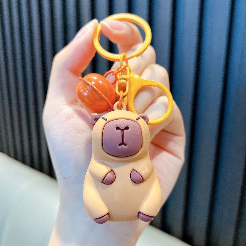 Cute Capybara toys kawaii 3d Plastic PVC cartoon Anime Animal Doll Car capybara backpack KeyChain Bag charm Pendant Accessories