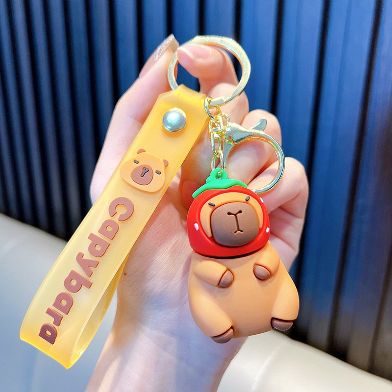 Cute Capybara toys kawaii 3d Plastic PVC cartoon Anime Animal Doll Car capybara backpack KeyChain Bag charm Pendant Accessories